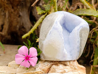 Polished Blue Lace Agate Standing Free Forms x 3 From Nsanje, Malawi