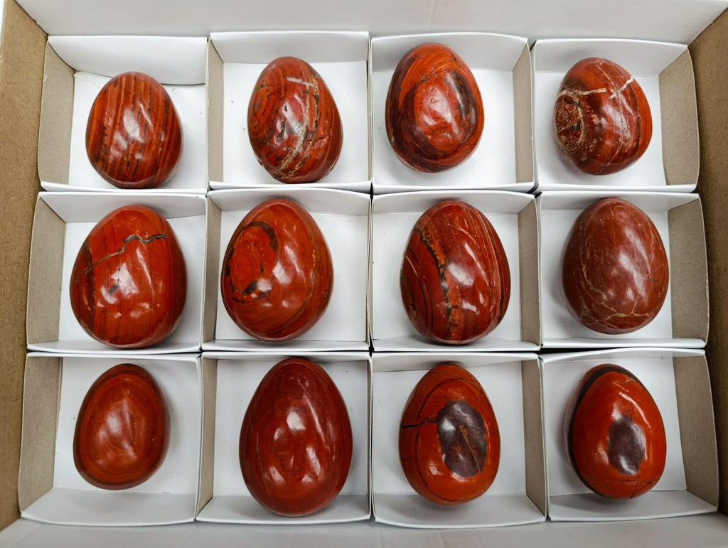 Polished Red Jasper Eggs x 12 From Madagascar