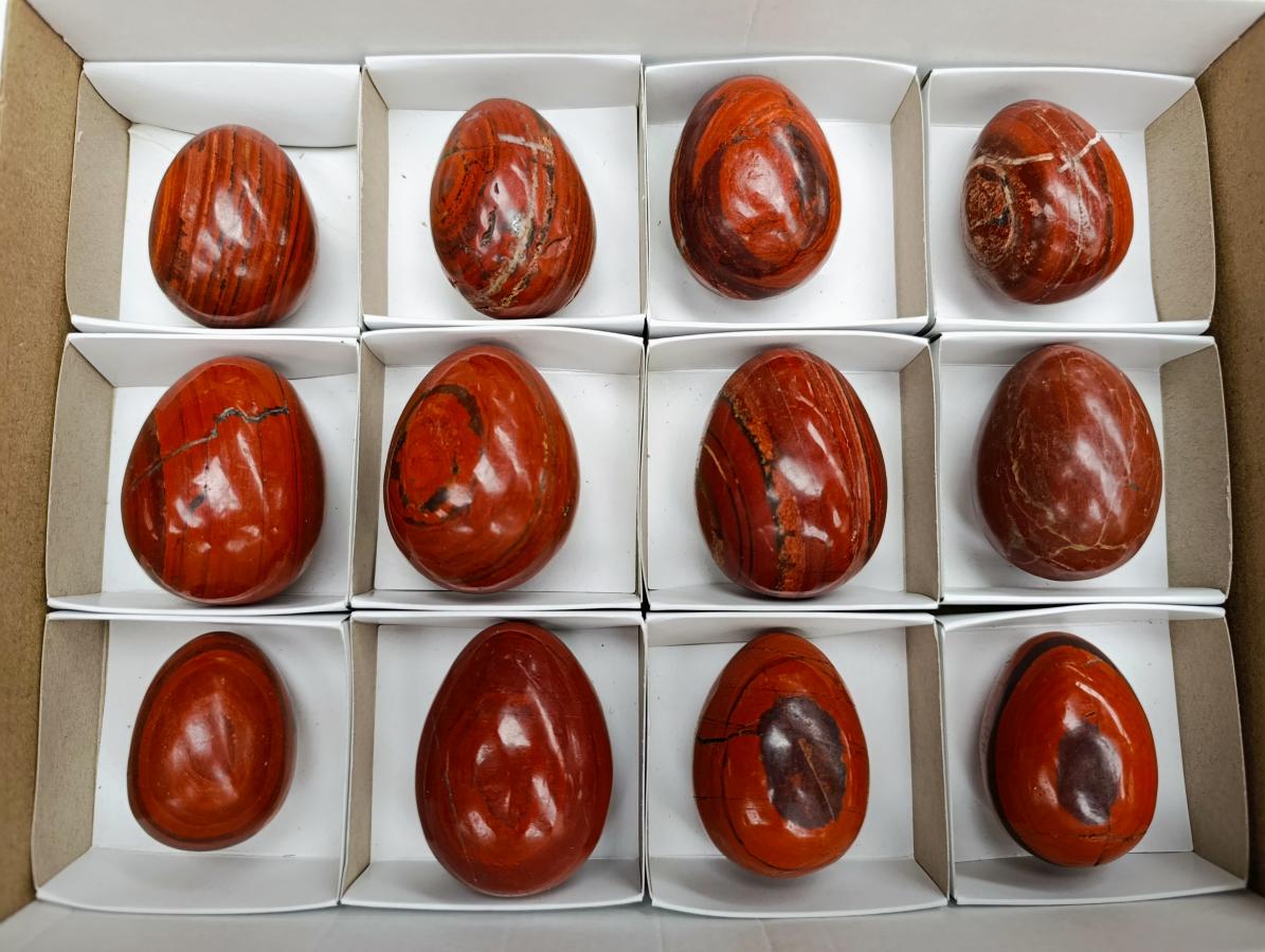Polished Red Jasper Eggs x 12 From Madagascar