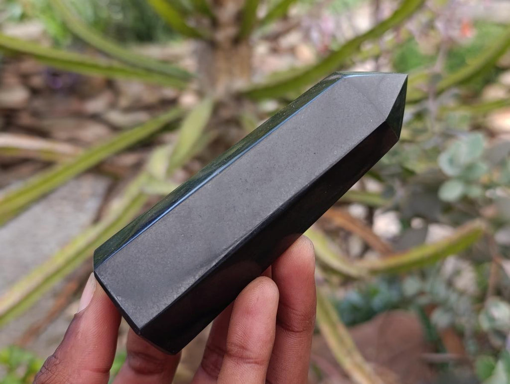 Polished Black Basalt Points x 6 From Madagascar