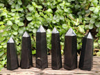 Polished Black Basalt Points x 6 From Madagascar