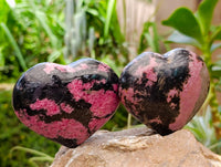 Polished Rhodonite Hearts x 4 From Ambindavato, Madagascar