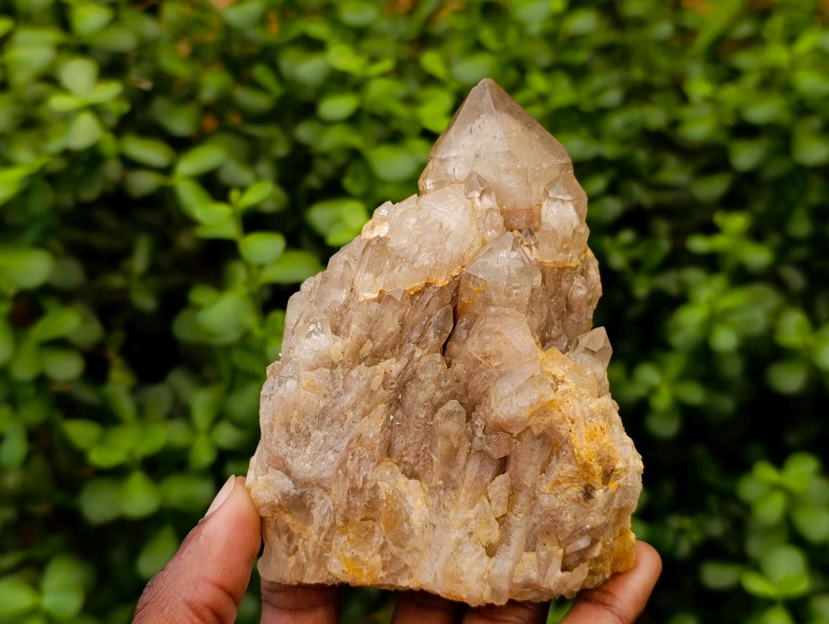 Natural Smokey Phantom Quartz Clusters x 3 From Luena, Congo