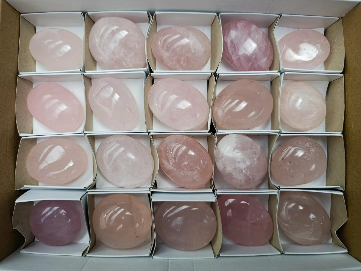 Polished Rose Quartz Palm Stones x 20 From Madagascar