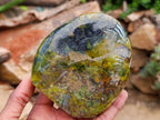 Polished Green Opal Standing Free Forms x 3 From Betroka, Madagascar