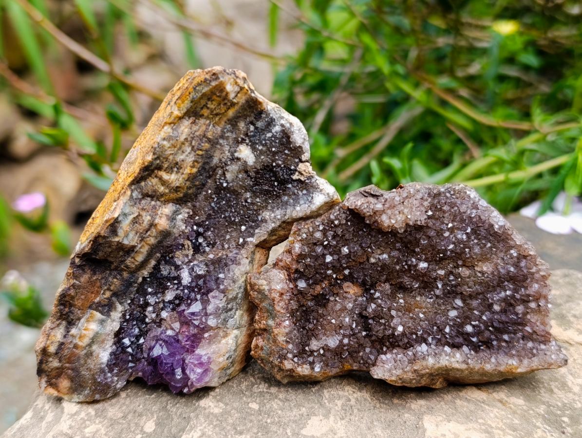 Natural Amethyst Agate Geodes And Plates x 12 From Zululand, South Africa