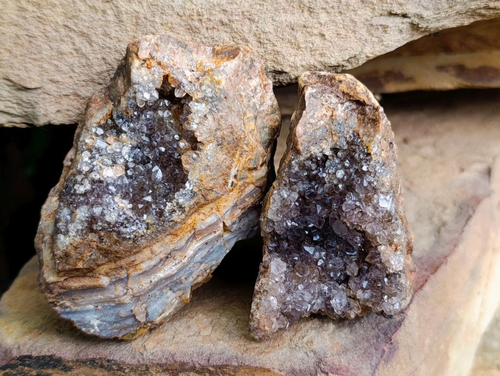 Natural Amethyst Agate Geodes And Plates x 12 From Zululand, South Africa