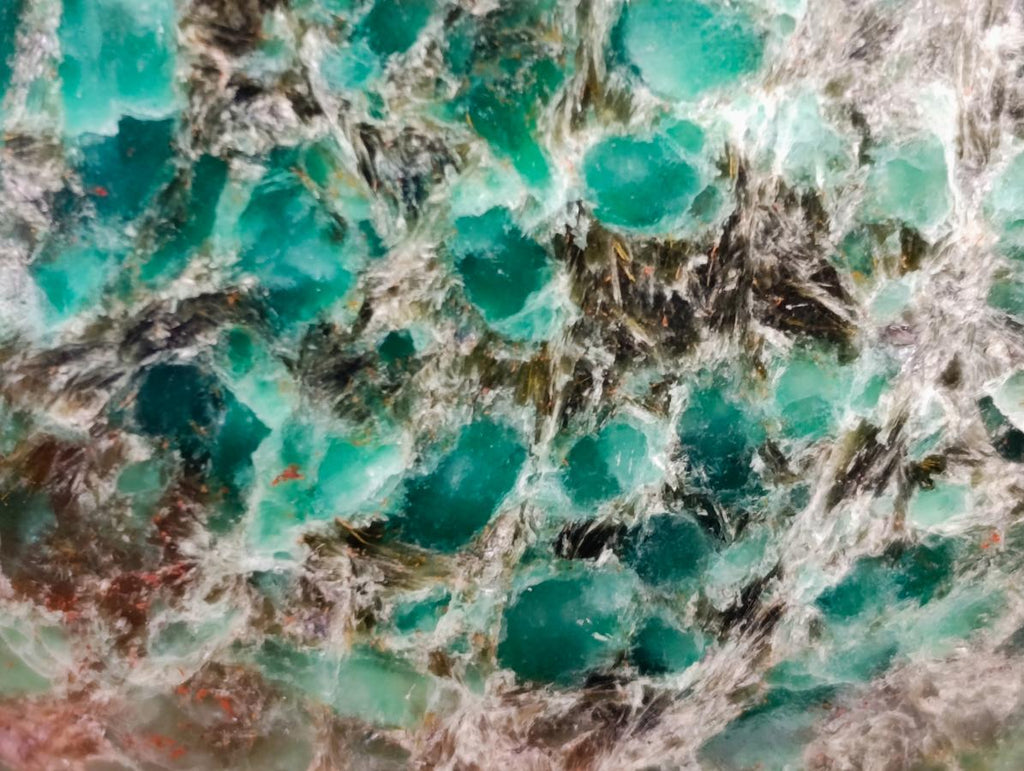 Polished Emerald Mica 'Mutokolite' Standing Free Forms x 3 From Mutoko, Zimbabwe