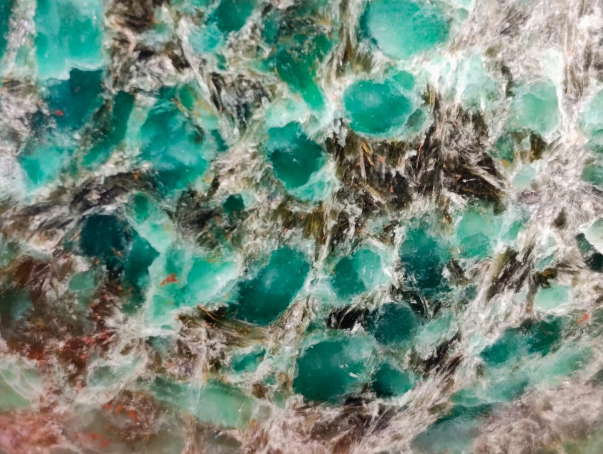 Polished Emerald Mica 'Mutokolite' Standing Free Forms x 3 From Mutoko, Zimbabwe