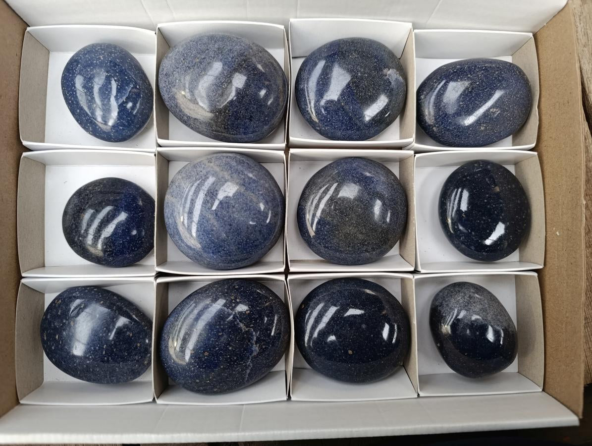 Polished Lazulite Galets x 12 From Madagascar