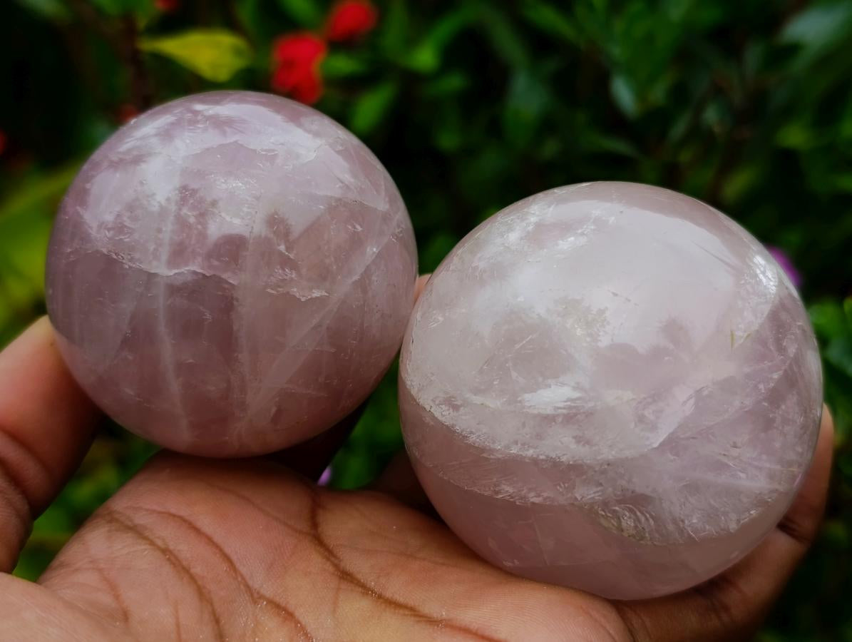 Polished Star Rose Quartz Spheres x 6 From Madagascar