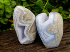Polished Blue Lace Agate Standing Free Forms x 2 From Nsanje, Malawi