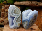 Polished Blue Lace Agate Standing Free Forms x 2 From Nsanje, Malawi