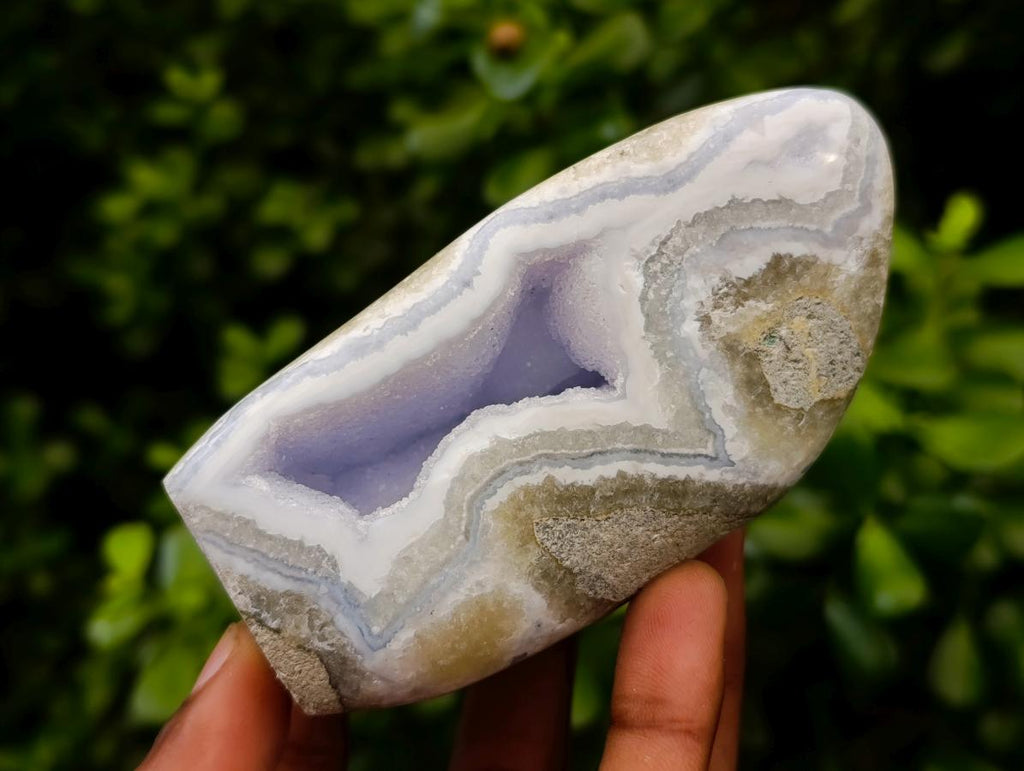 Polished Blue Lace Agate Standing Free Forms x 2 From Nsanje, Malawi