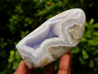 Polished Blue Lace Agate Standing Free Forms x 2 From Nsanje, Malawi