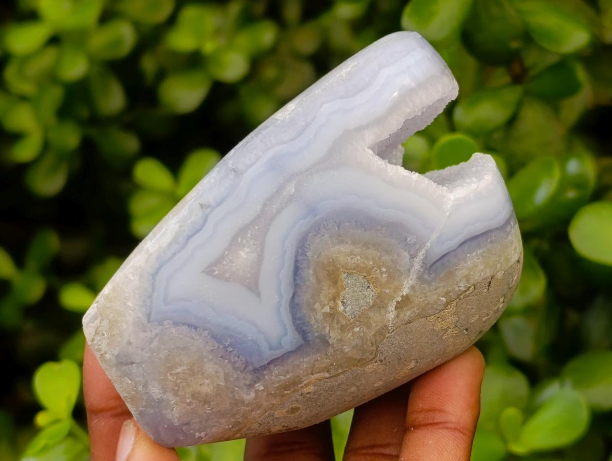 Polished Blue Lace Agate Standing Free Forms x 2 From Nsanje, Malawi