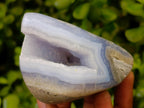 Polished Blue Lace Agate Standing Free Forms x 2 From Nsanje, Malawi