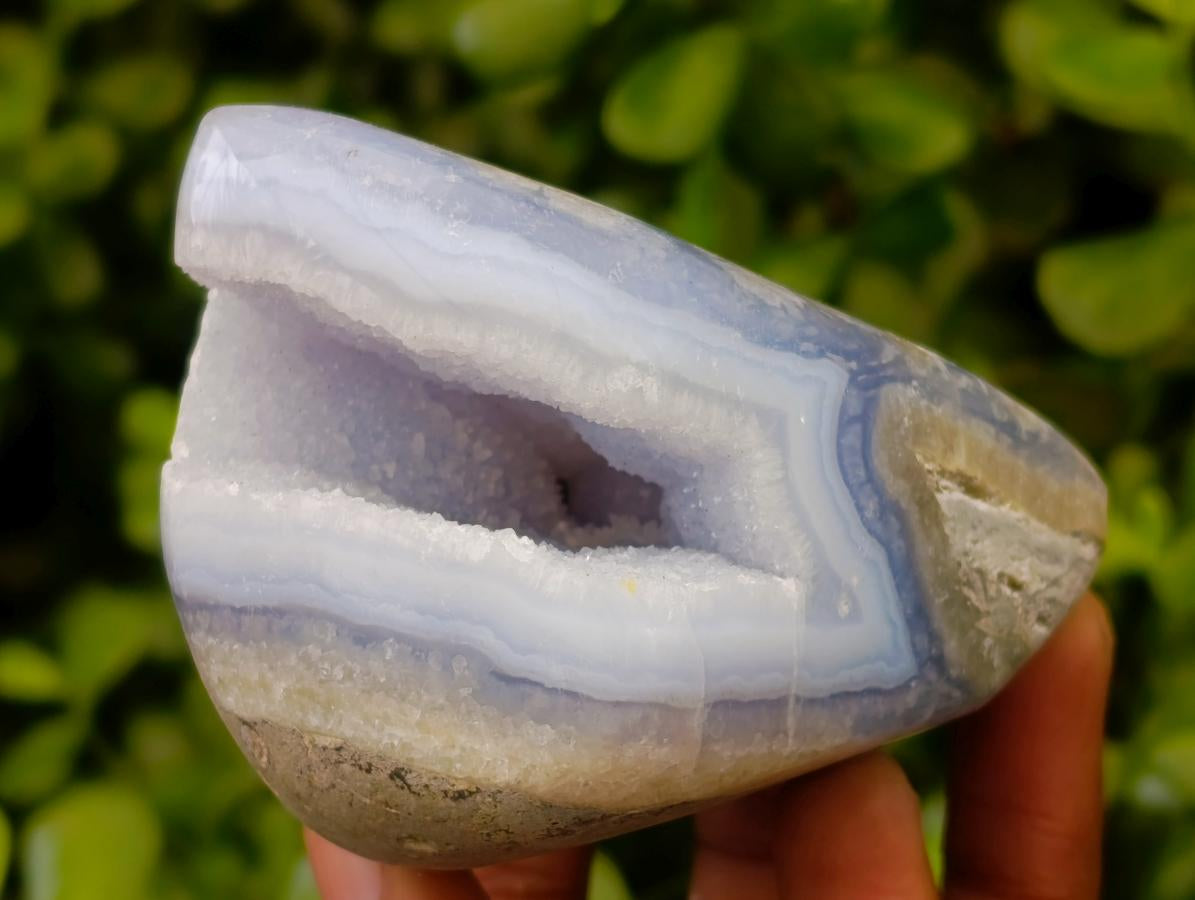 Polished Blue Lace Agate Standing Free Forms x 2 From Nsanje, Malawi