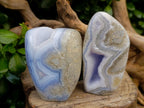 Polished Blue Lace Agate Standing Free Forms x 2 From Nsanje, Malawi