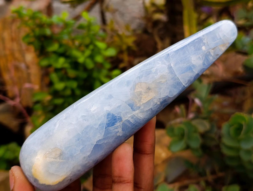 Polished Blue Calcite And Septerye Massage Wands x 5 From Madagascar