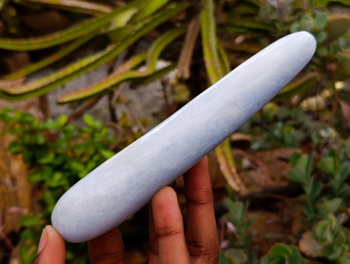 Polished Blue Calcite And Septerye Massage Wands x 5 From Madagascar