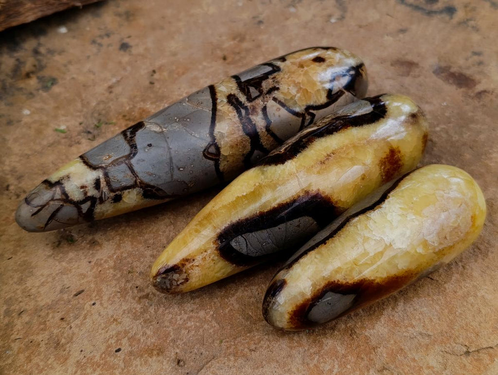 Polished Blue Calcite And Septerye Massage Wands x 5 From Madagascar