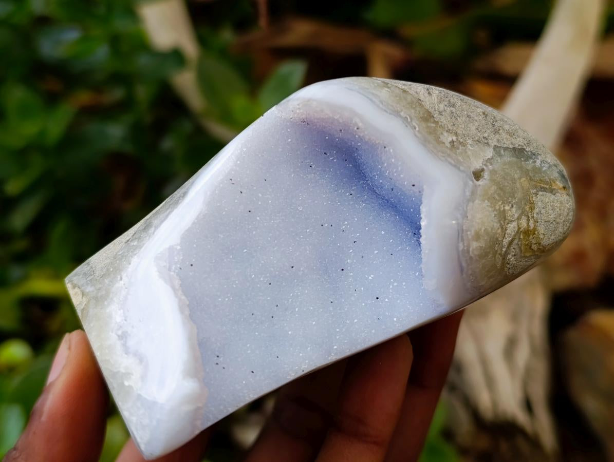 Polished Blue Lace Agate Standing Free Forms x 2 From Nsanje, Malawi