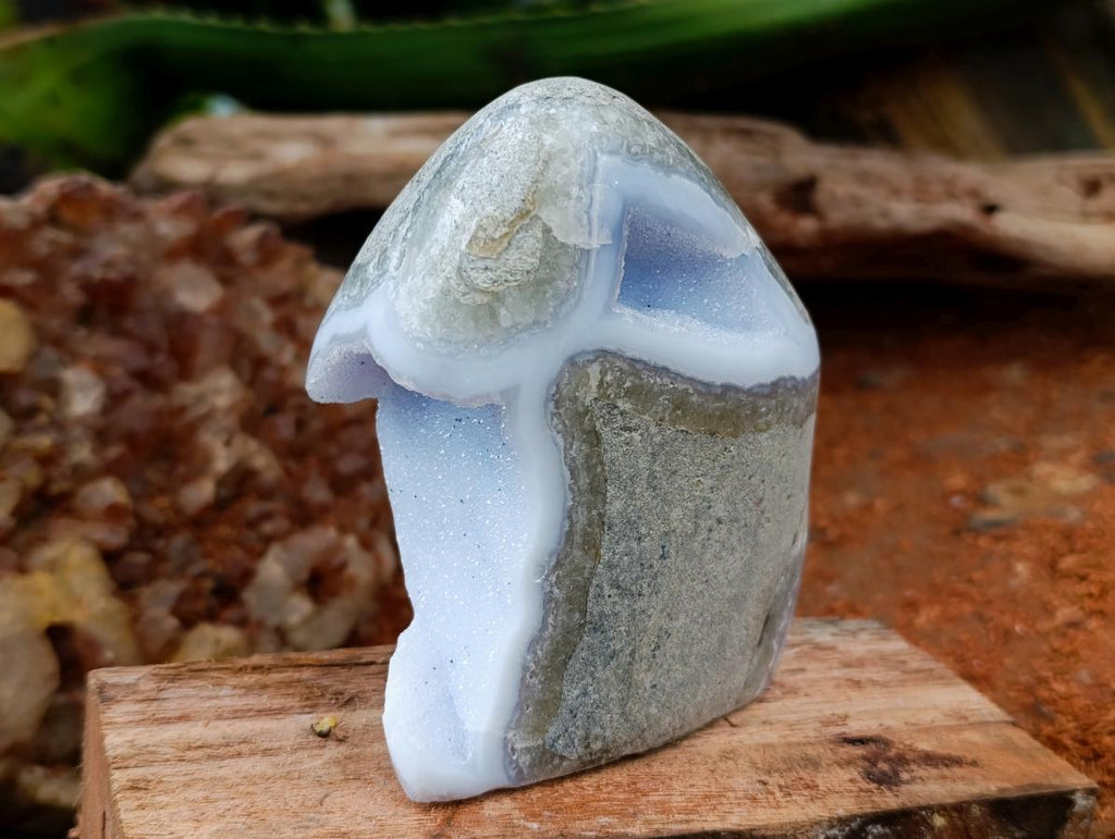 Polished Blue Lace Agate Standing Free Forms x 2 From Nsanje, Malawi