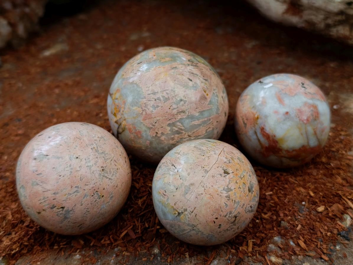 Polished Small Runestone Moonstone Feldspar Spheres x 8 From Zimbabwe