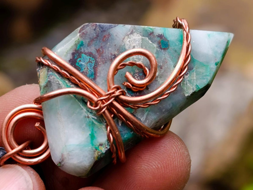 Hand Made Messina Quartz Copper Wire Wrapped Stone Pendants - Sold Per Piece - From Messina, South Africa
