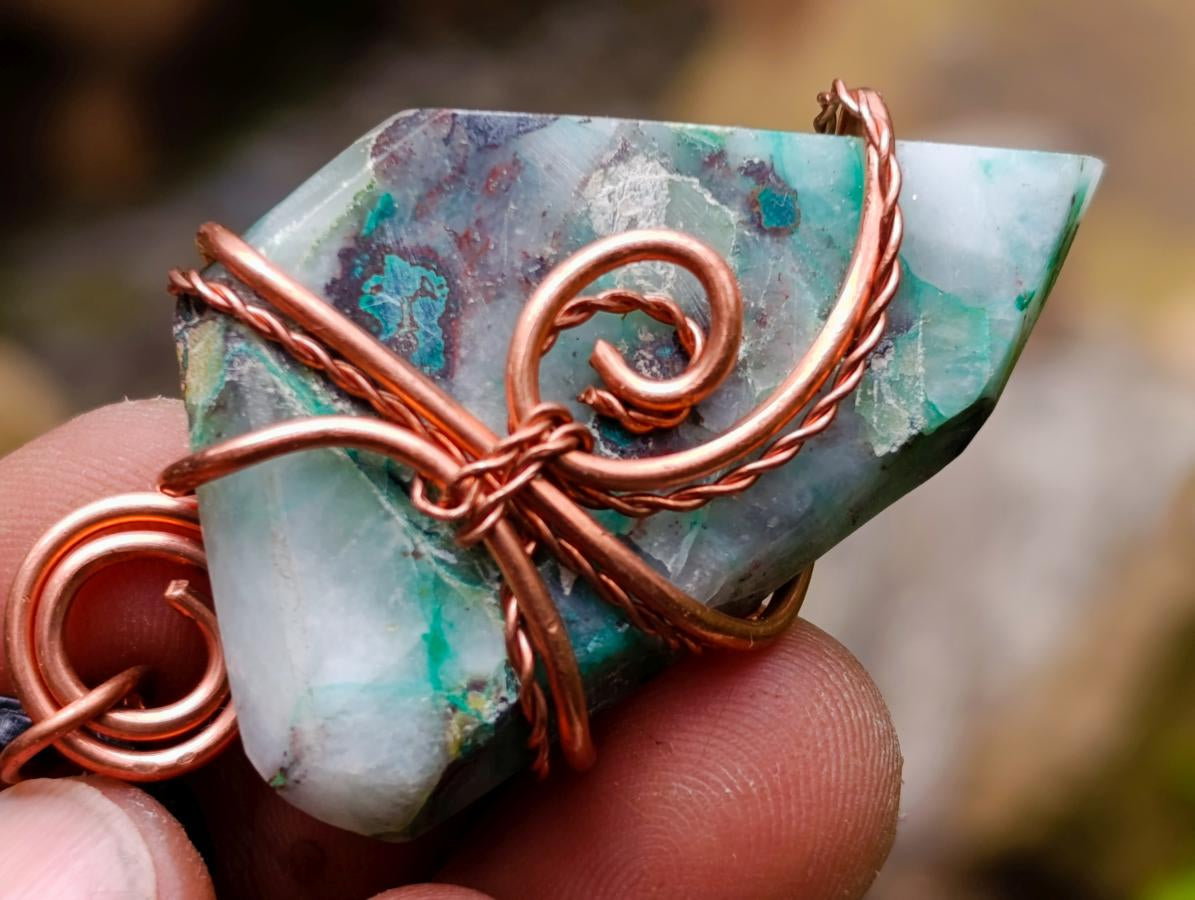 Hand Made Messina Quartz Copper Wire Wrapped Stone Pendants - Sold Per Piece - From Messina, South Africa