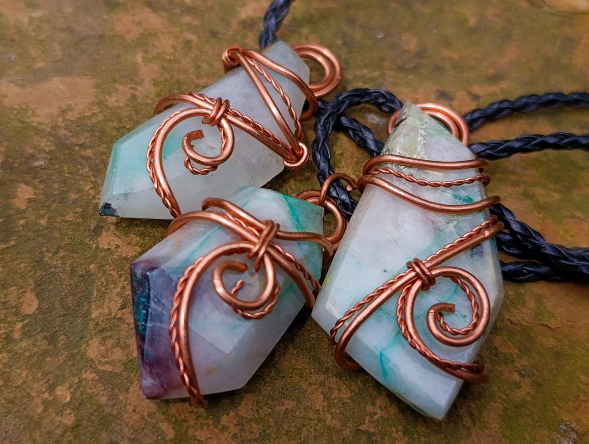 Hand Made Messina Quartz Copper Wire Wrapped Stone Pendants - Sold Per Piece - From Messina, South Africa