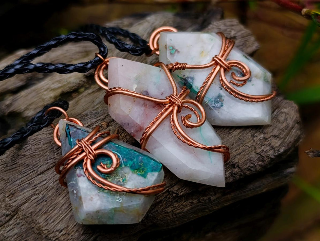 Hand Made Messina Quartz Copper Wire Wrapped Stone Pendants - Sold Per Piece - From Messina, South Africa