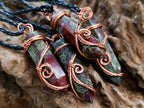 Hand Made Bastite Copper Wire Wrapped Stone Pendants - Sold Per Piece - From South Africa