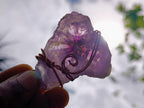 Hand Made Chevron Amethyst Slices Wrapped in Copper Wire Pendants - Sold Per Piece -  From Zambia