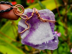 Hand Made Chevron Amethyst Slices Wrapped in Copper Wire Pendants - Sold Per Piece -  From Zambia