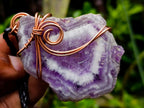 Hand Made Chevron Amethyst Slices Wrapped in Copper Wire Pendants - Sold Per Piece -  From Zambia
