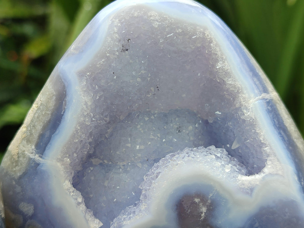 Polished Blue Lace Agate Standing Free Forms x 3 From Nsanje, Malawi