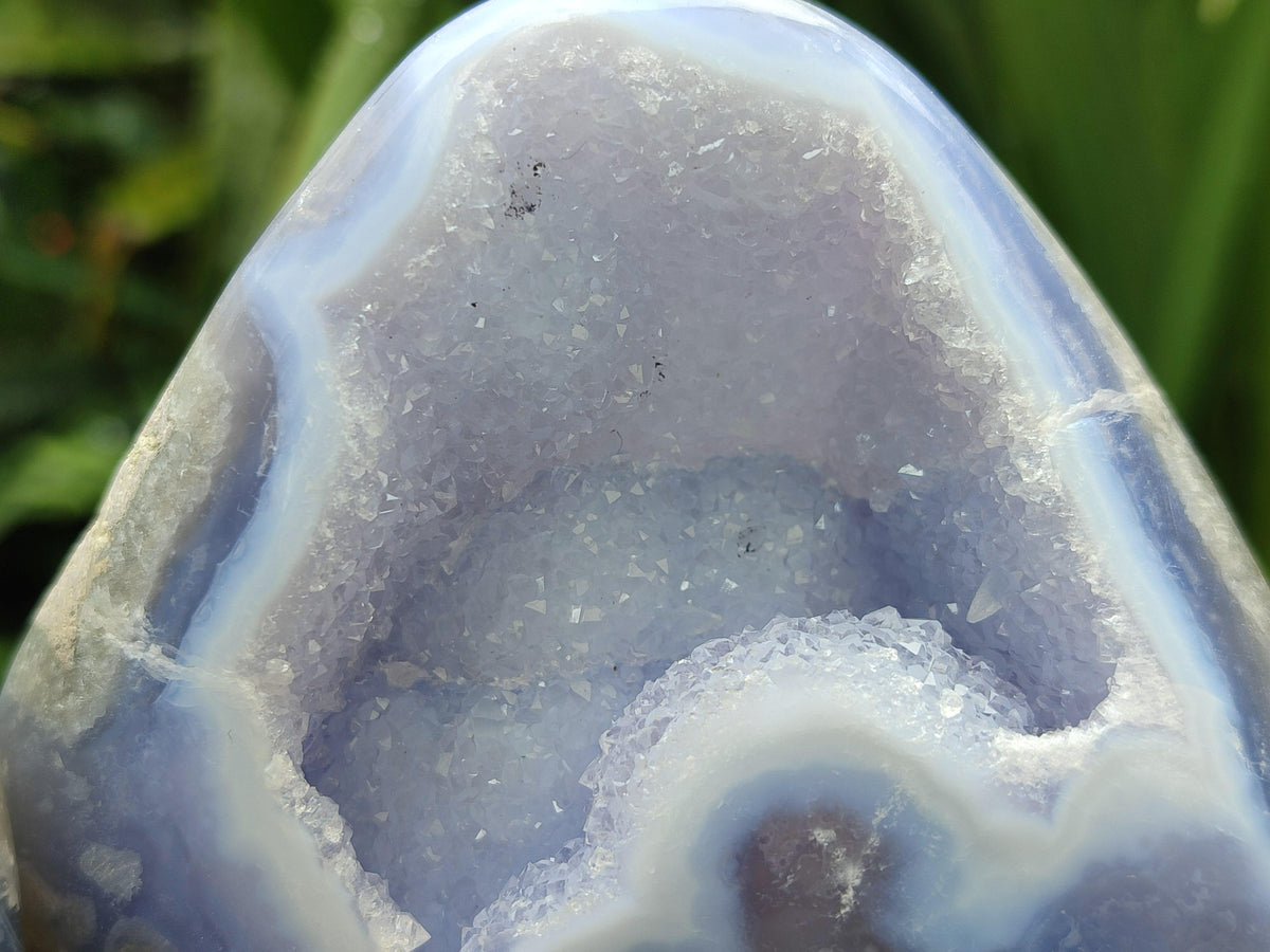 Polished Blue Lace Agate Standing Free Forms x 3 From Nsanje, Malawi