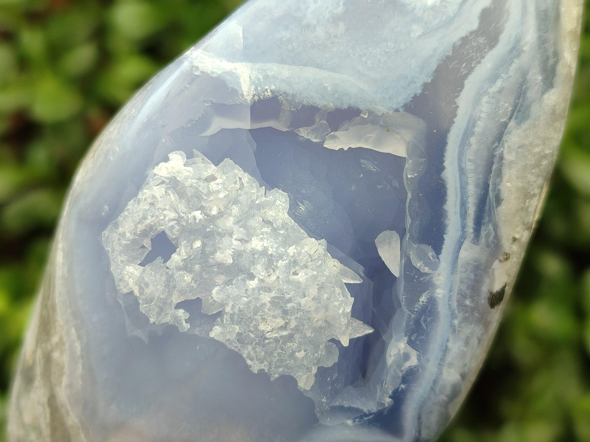 Polished Blue Lace Agate Standing Free Forms x 3 From Nsanje, Malawi