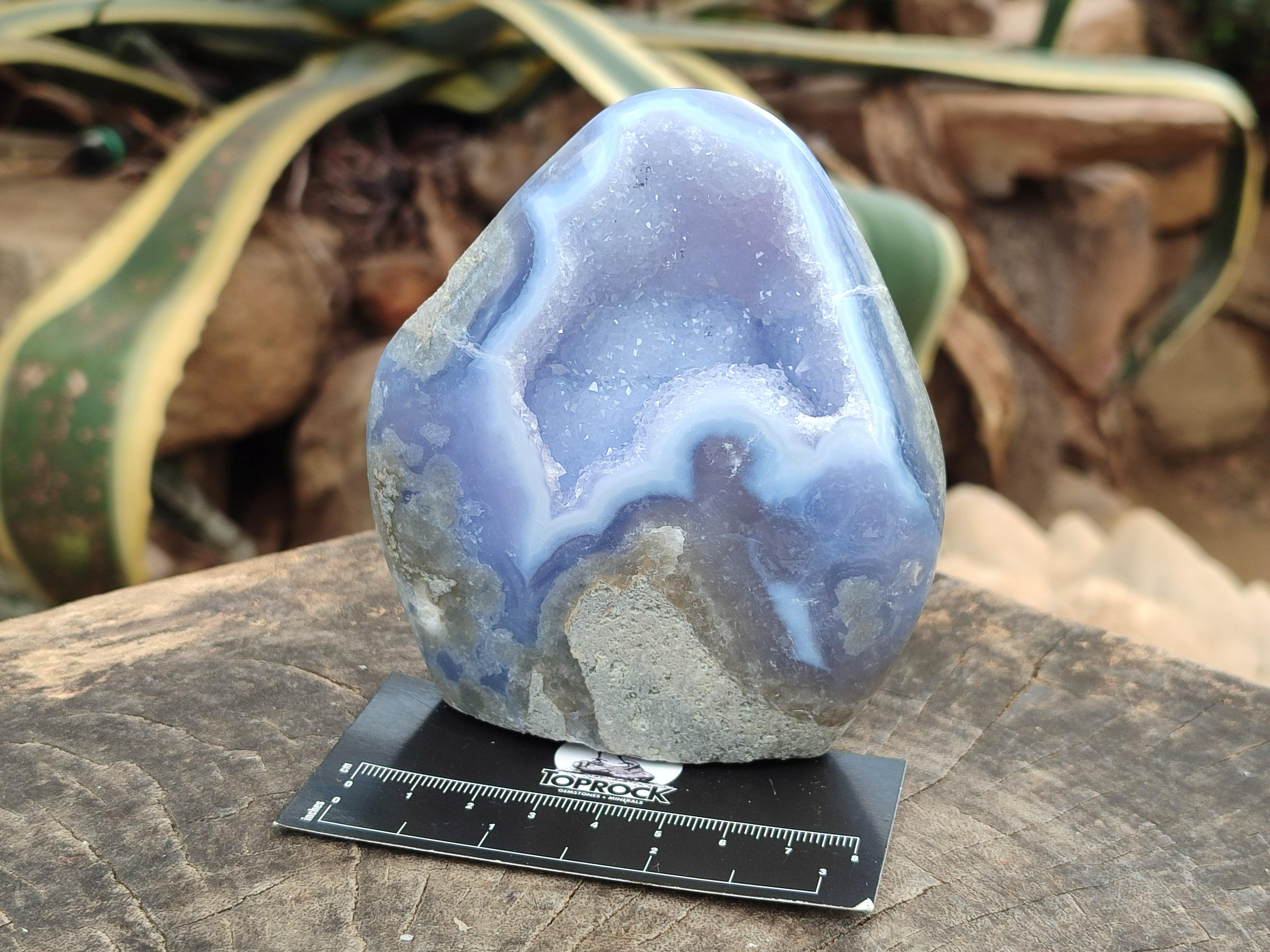 Polished Blue Lace Agate Standing Free Forms x 3 From Nsanje, Malawi