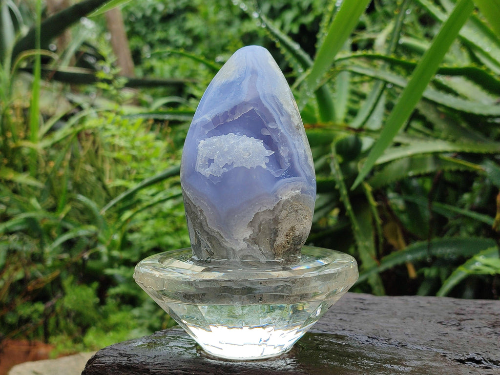 Polished Blue Lace Agate Standing Free Forms x 3 From Nsanje, Malawi