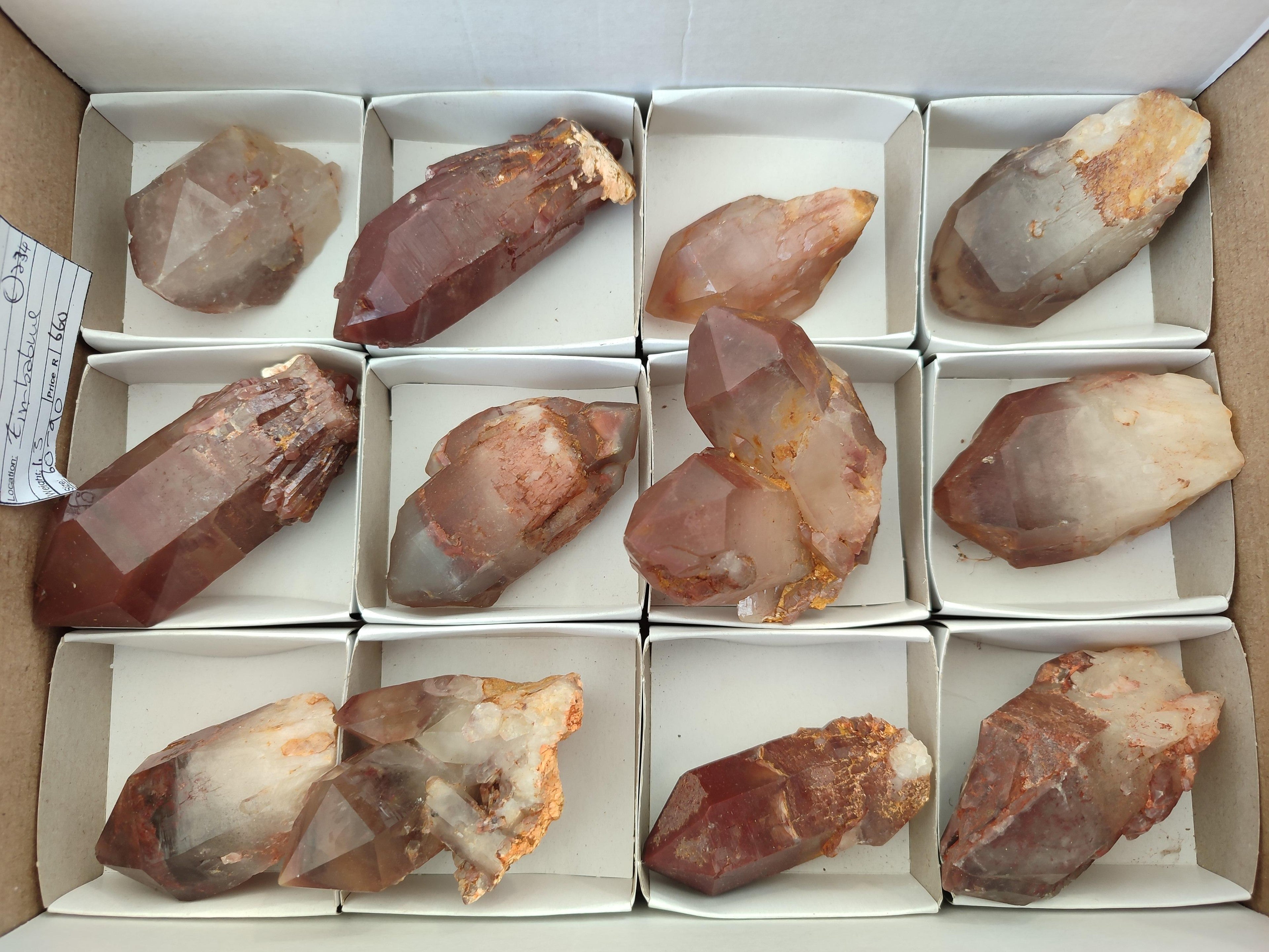 Natural Red Hematoid Quartz Crystals x 12 From Karoi, Zimbabwe