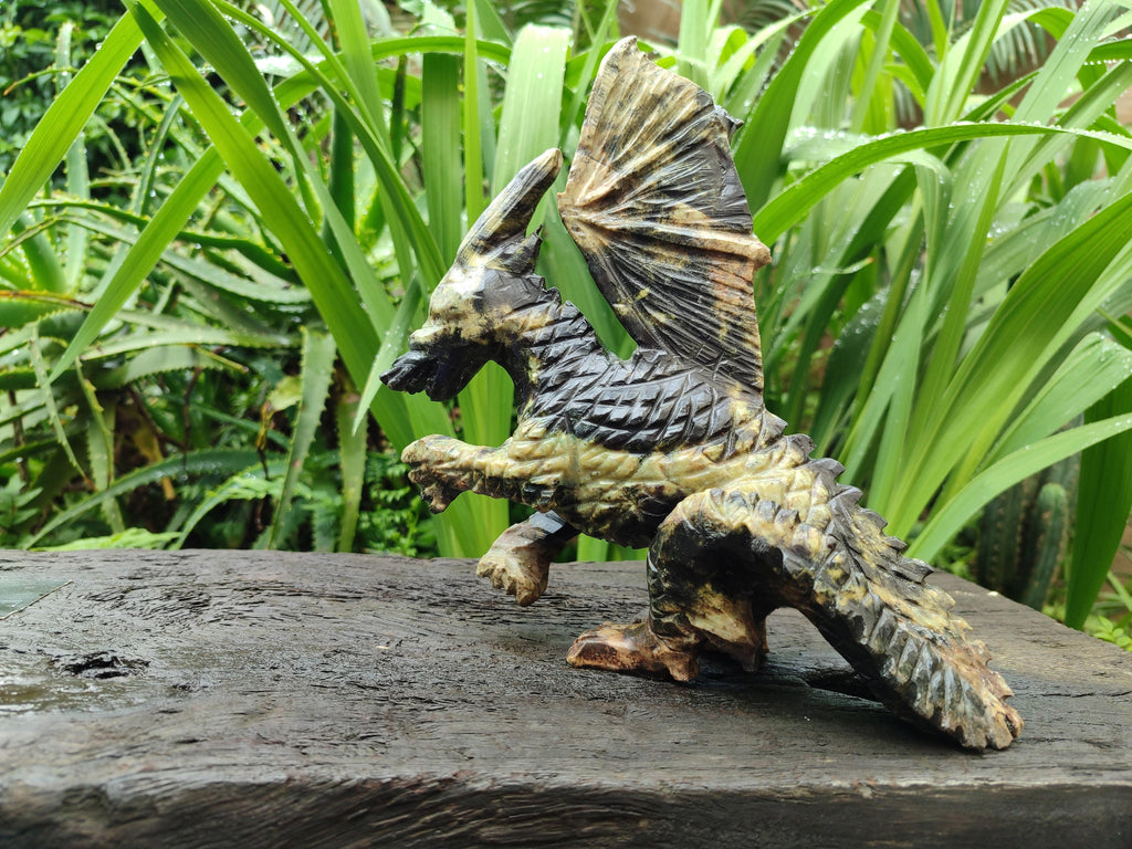 Hand Made Leopard Stone Welsh Dragon Carving x 1 From Zimbabwe