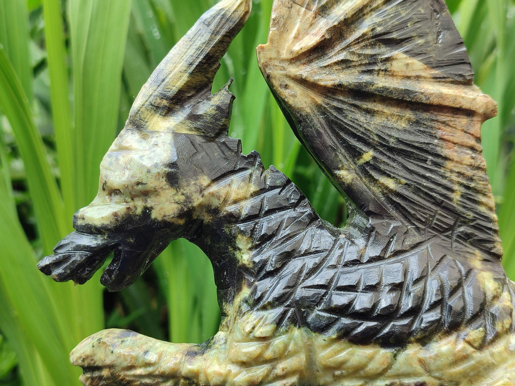 Hand Made Leopard Stone Welsh Dragon Carving x 1 From Zimbabwe