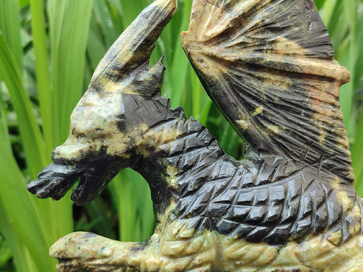 Hand Made Leopard Stone Welsh Dragon Carving x 1 From Zimbabwe