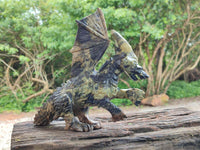 Hand Made Leopard Stone Welsh Dragon Carving x 1 From Zimbabwe