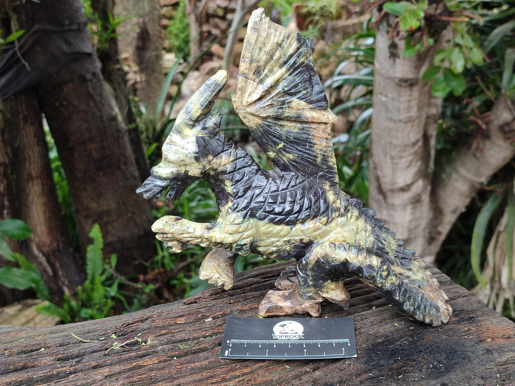 Hand Made Leopard Stone Welsh Dragon Carving x 1 From Zimbabwe