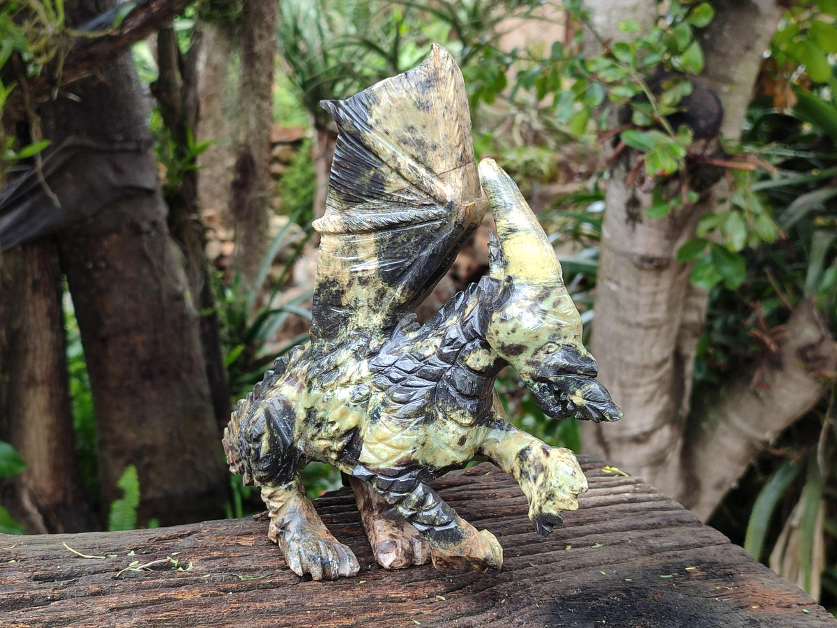 Hand Made Leopard Stone Welsh Dragon Carving x 1 From Zimbabwe