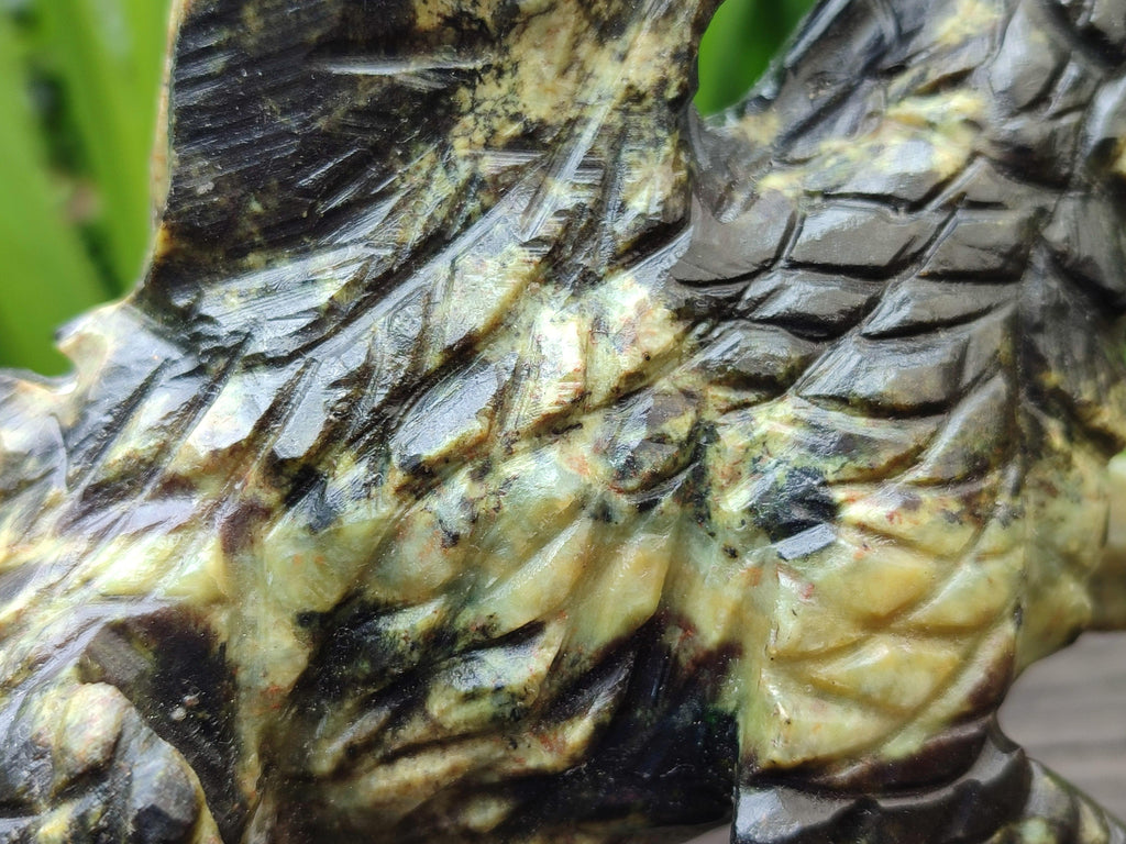 Hand Made Leopard Stone Welsh Dragon Carving x 1 From Zimbabwe